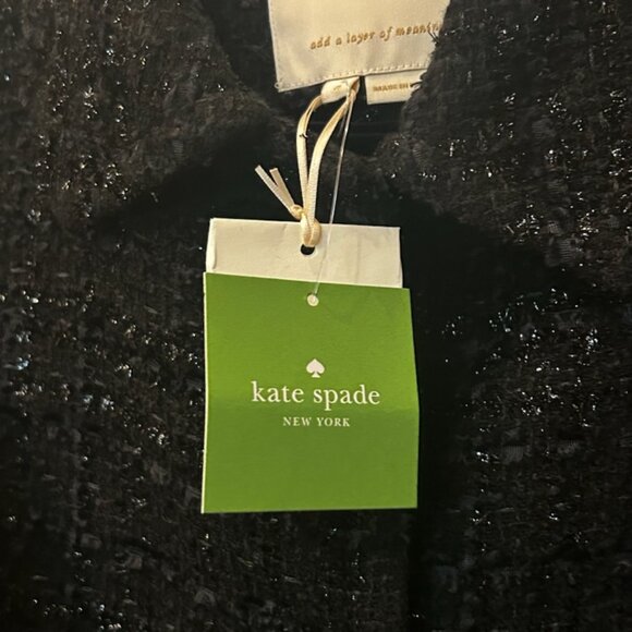 NWT Kate Spade Style Kimono Style Metallic Bouclette Tweed Belted Coat Jacket - Picture 7 of 13